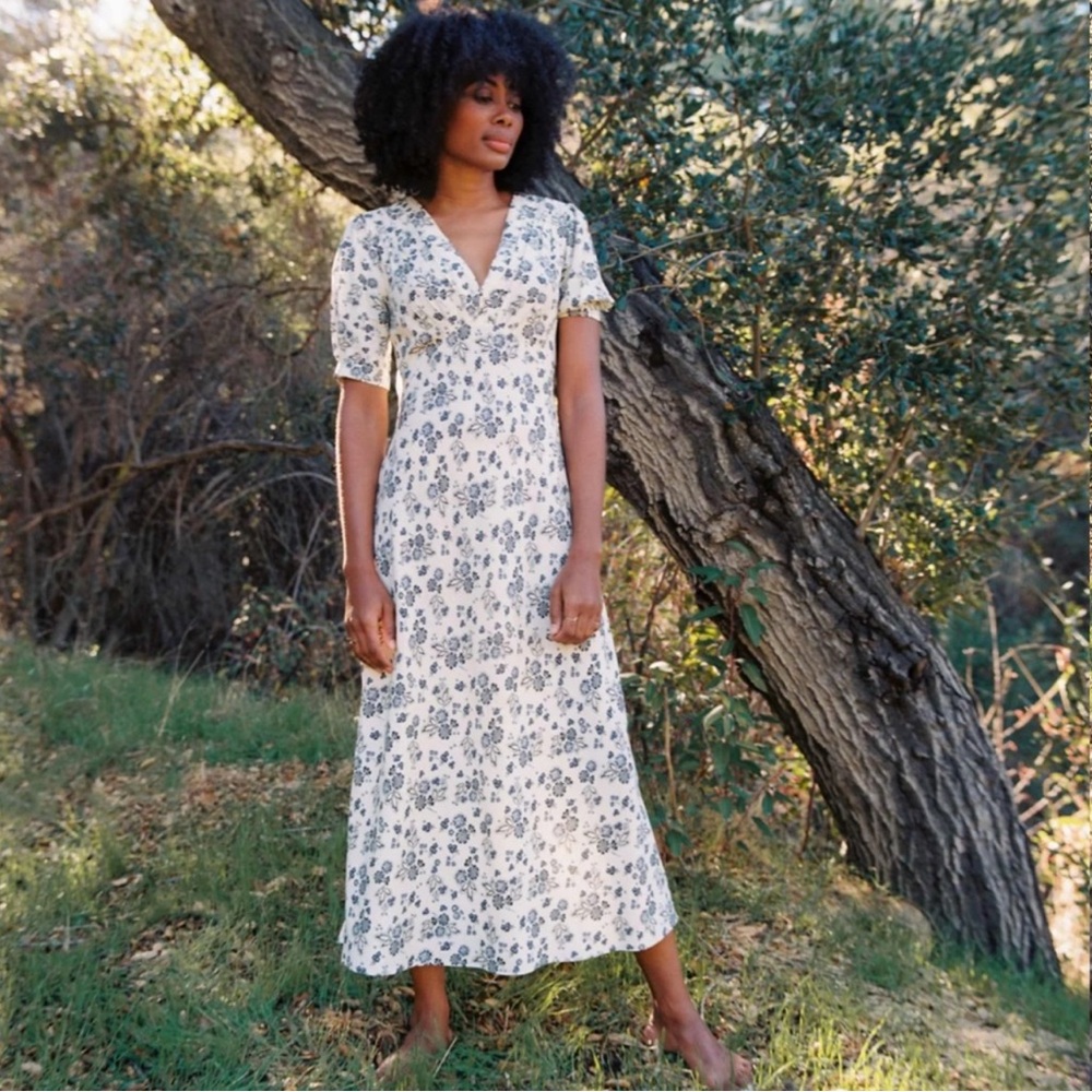 Christy Dawn Floral White and Blue Dress | The Ruth Dress | xs/s
